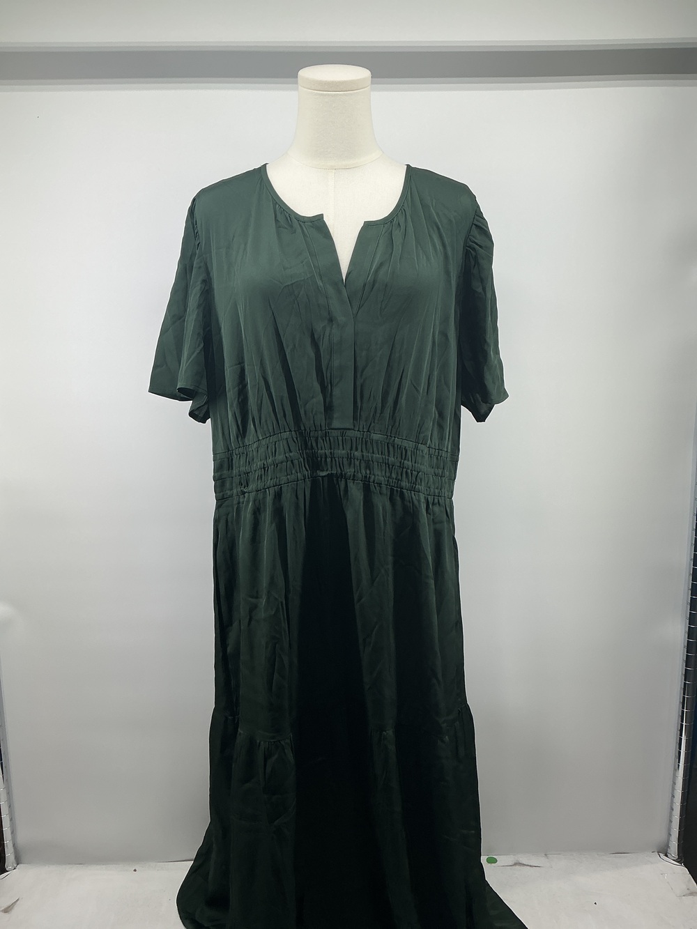 Washable Stretch Silk Tiered Maxi Dress